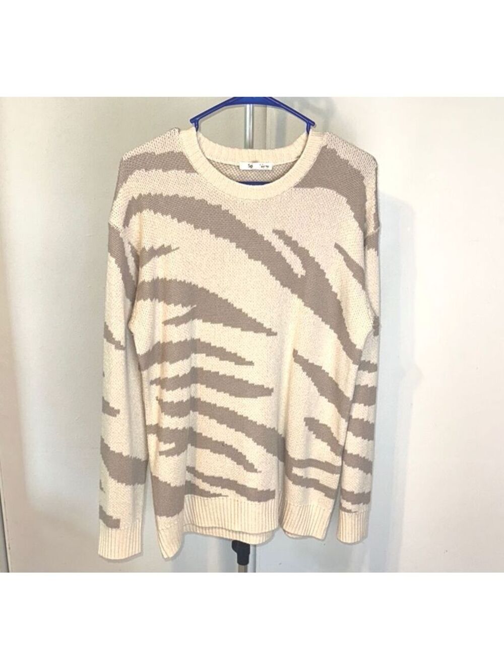 Oversized Small GUC Beige and Cream Zebra Print Sweater SPLENDID RTR
